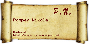 Pomper Nikola névjegykártya